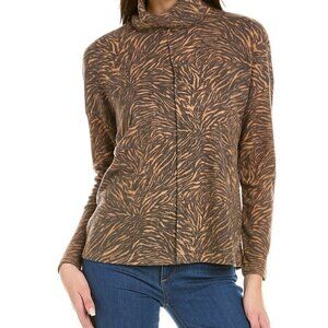NWT Brand New Vince Camuto Animal Print Cowl Neck Waffle Knit Top Size S